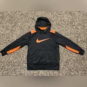 Nike Therma Fit Pullover Hoodie Boys Youth Small Gray & Orange